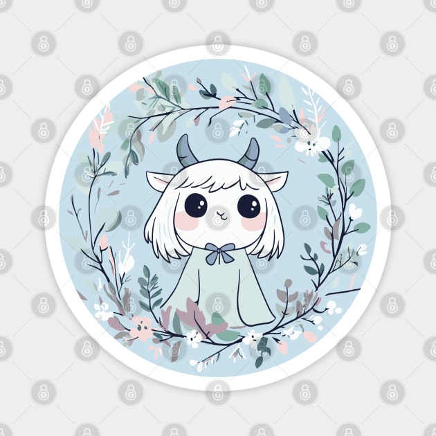 Boho Kawaii Demon – Cute & Spooky Aesthetic Magnet by TuncGK